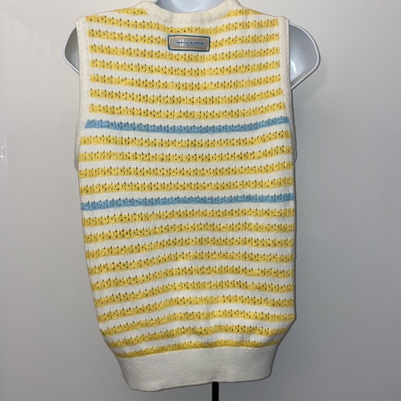 Vtg yellow striped Mala & Mori Sports Sylvester Cat embroidered knit vest top S - Picture 3 of 10